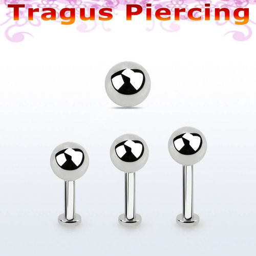 Tragus labret 1.2mm med extra liten platta och 5mm kula