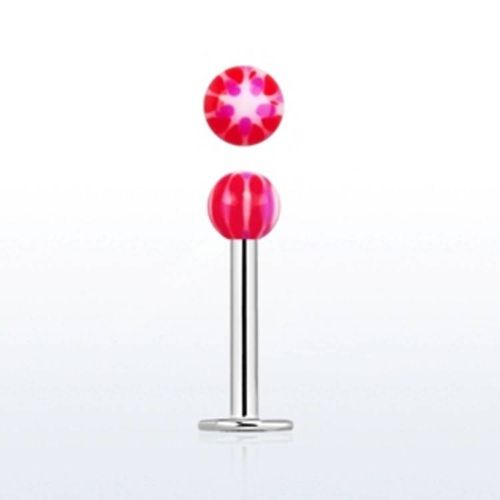 Labret / Monroe 1.2mm med röd/vit stjärnmönstrad kula