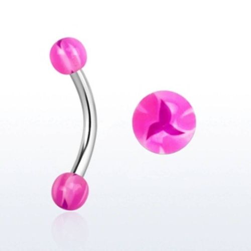 Banana ögonbryn 1.2mm med rosa stjärnmönstrade kulor