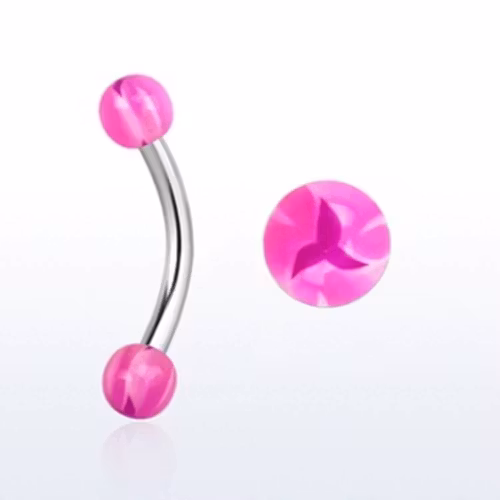 Banana ögonbryn 1.2mm med rosa stjärnmönstrade kulor