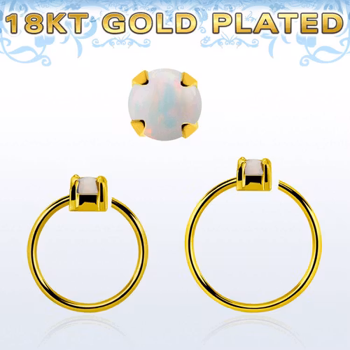 Guldpläterad sömlös ring i silver med 2.5mm opalit