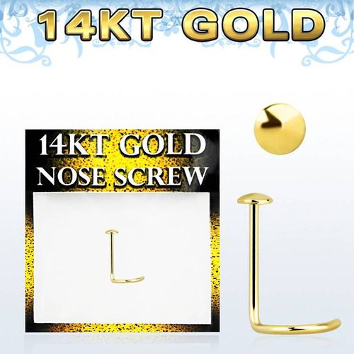 Nässmycke "nose screw" äkta 14 karat guld - 2mm platt topp