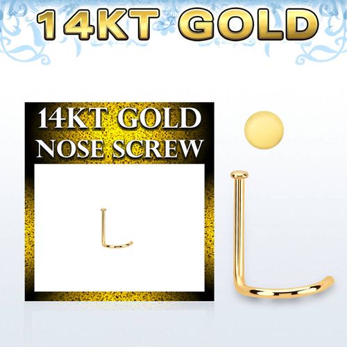 Nässmycke "nose screw" äkta 14 karat guld - 1mm platt topp