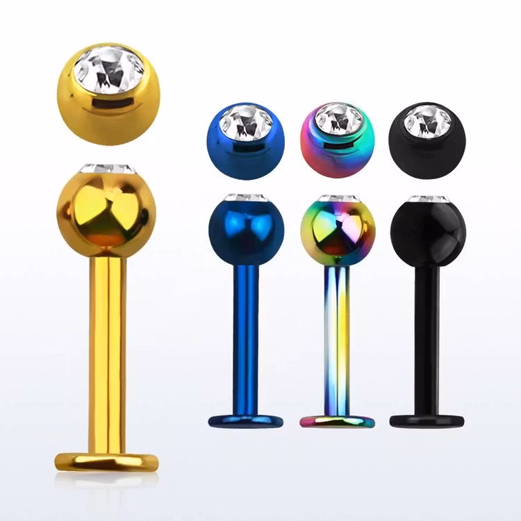 Eloxerad Labret 1.6mm med 4mm crystalkula (8mm)