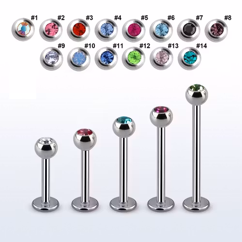 Labret / Monroe 1.2mm med 3mm crystalkula