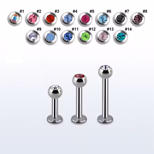 Labret / Monroe 1.6mm med 3mm crystalkula