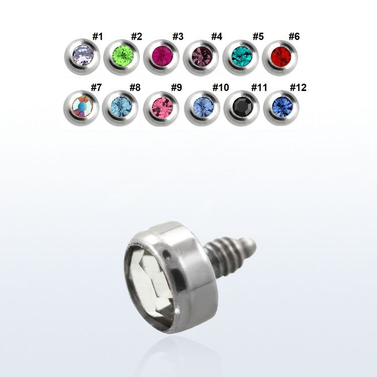 Dermal piercing 1.2mm med 3mm crystaltopp