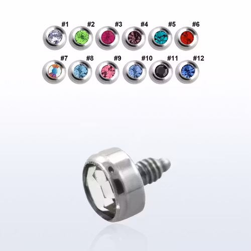 Dermal piercing 1.2mm med 3mm crystaltopp