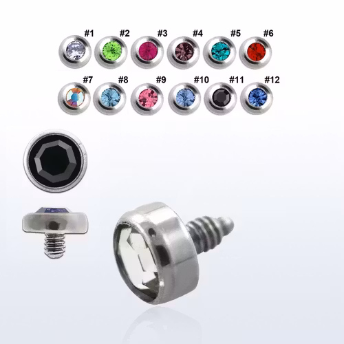 Dermal piercing 1.2mm med 4mm crystaltopp