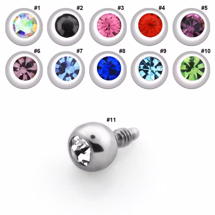 Dermal piercing 1.2mm med 3mm crystalkula