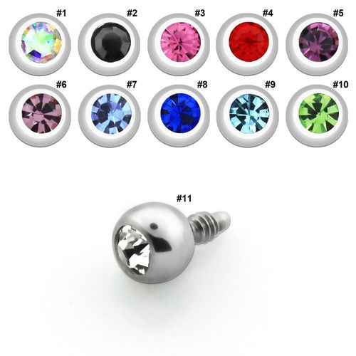 Dermal piercing 1.2mm med 3mm crystalkula