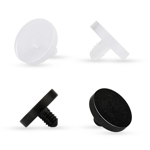 Dermal piercing retainer 1.2mm i akrylplast med 4mm platta