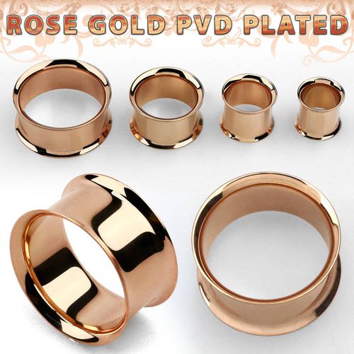 PVD-Pläterad double flare ståltunnel roséguld
