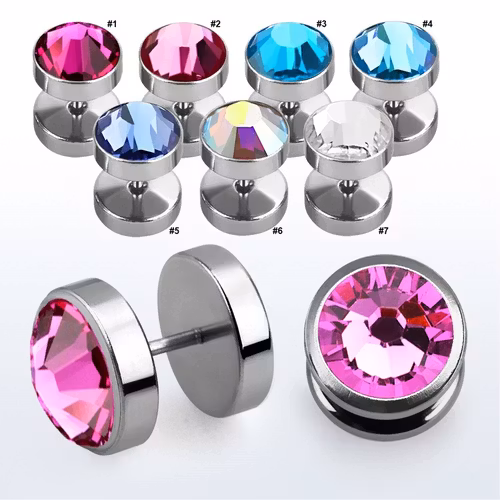 Fakeplugg i stål med crystal