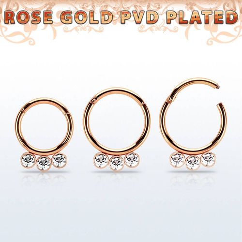 Segmentring roséguld 1.2mm med gångjärn och 3st stora crystals