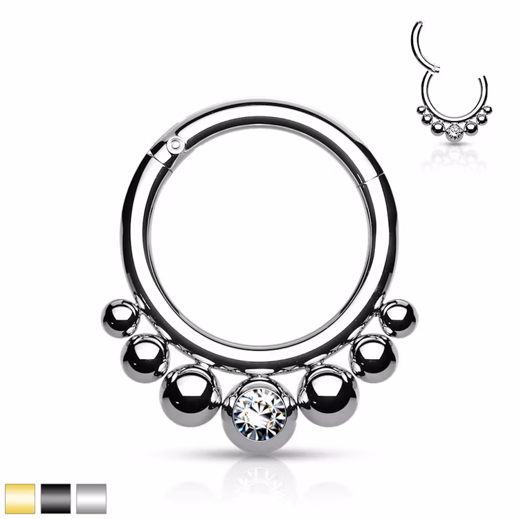 Segmentring 1.2mm med gångjärn - Kulor och klar crystal