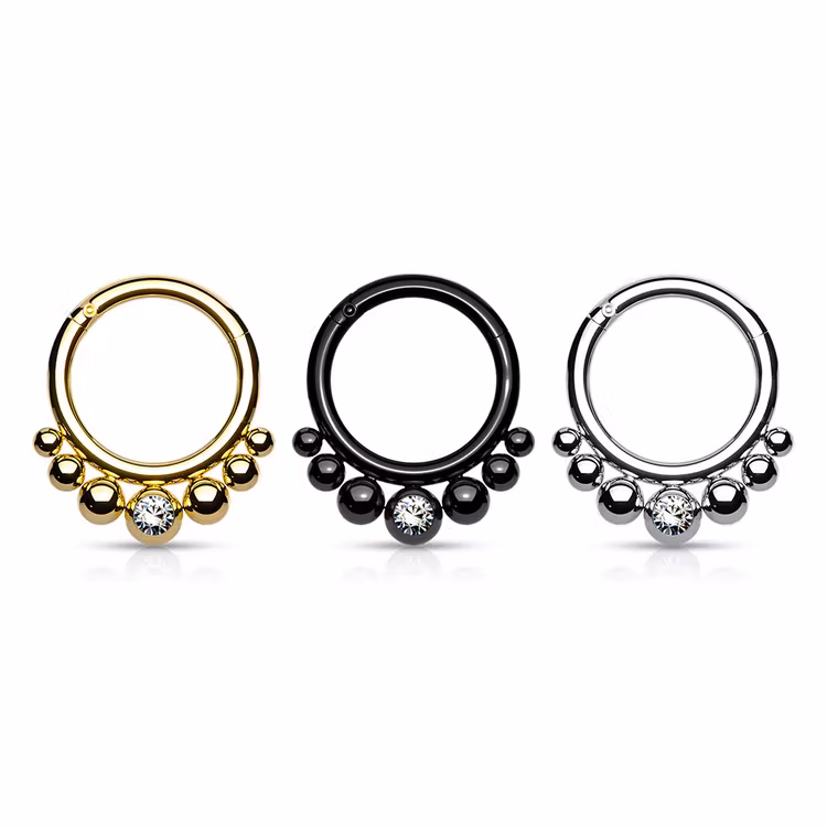 Segmentring 1.2mm med gångjärn - Kulor och klar crystal