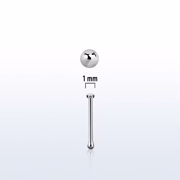 Nässmycke "nose bone" i 925 silver 0.6mm med 1mm platt boll