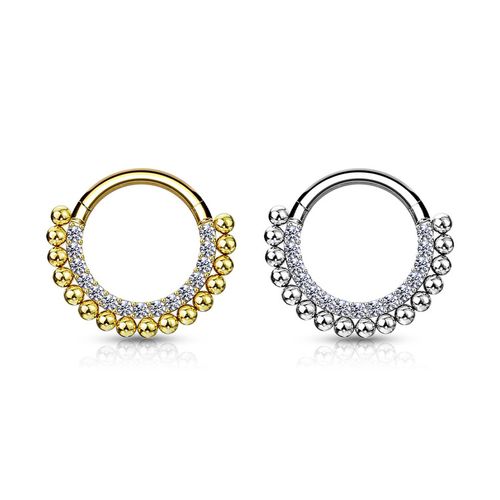 Septum segmentring med gångjärn 1.2mm med CZ och kulor