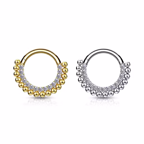 Septum segmentring med gångjärn 1.2mm med CZ och kulor