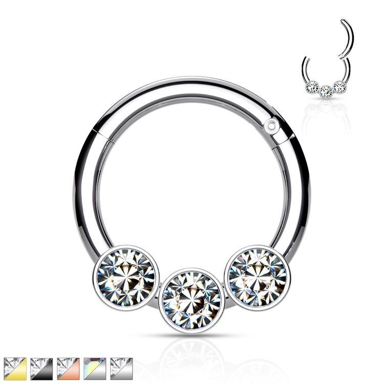 Septum segmentring med gångjärn 1.2mm och 3st crystals