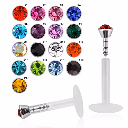 BIO-Flex Labret / Monroe 1.2mm - 2.5mm topp med crystal