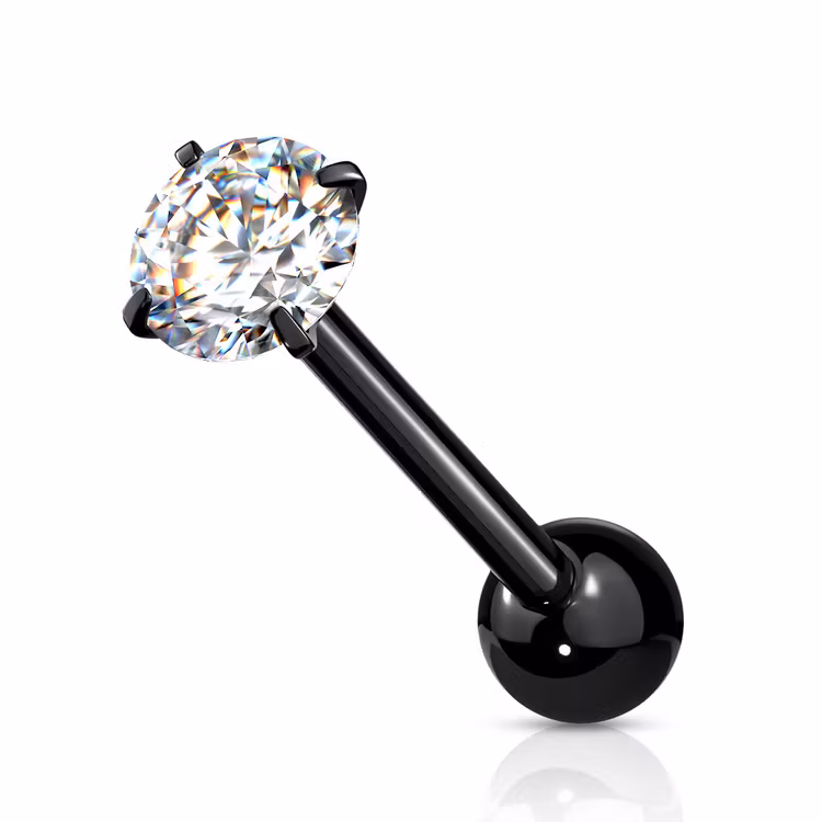 Tungstav / barbell med rund CZ crystal