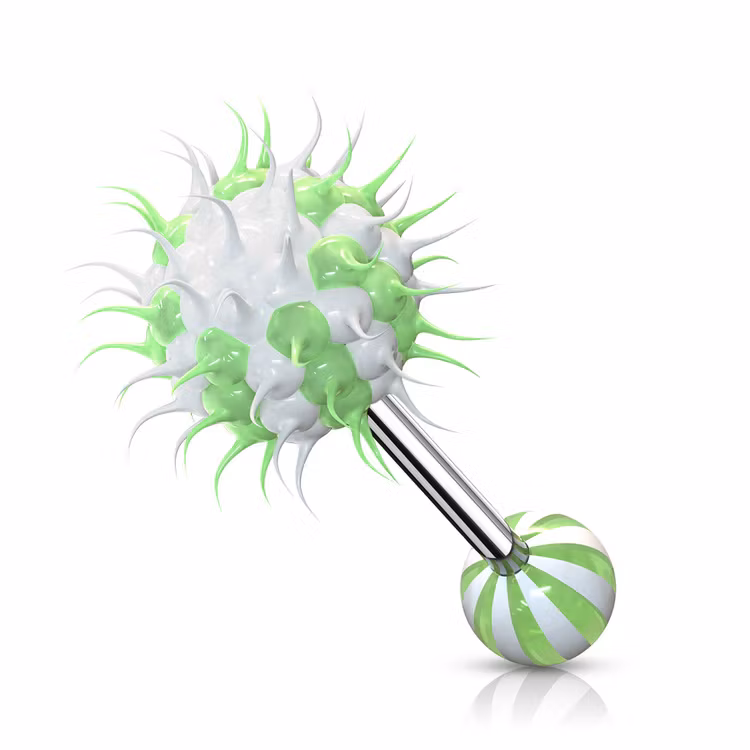 Tungstav / Barbell med randig "koosh" boll