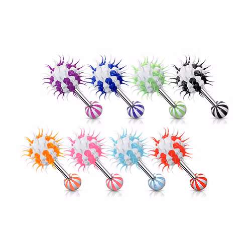 Tungstav / Barbell med randig "koosh" boll