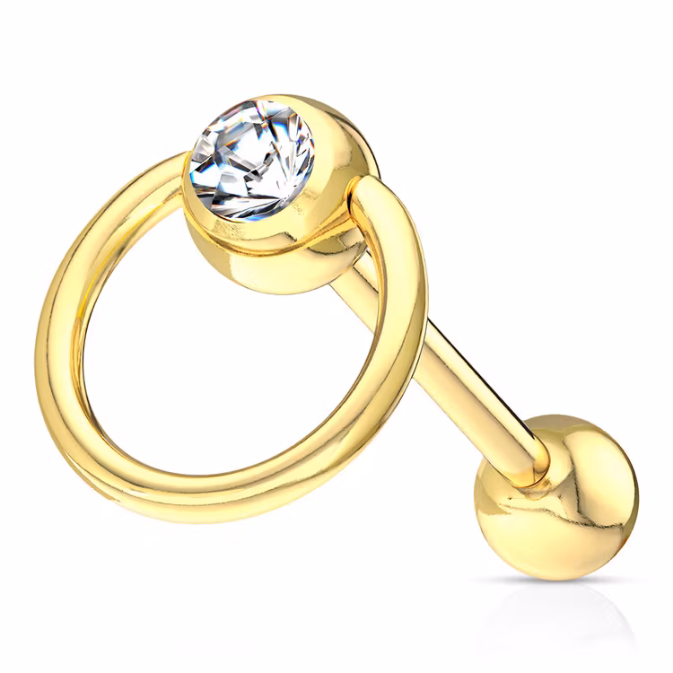 Barbell / tungstav 1.6mm med slavring och crystalkula