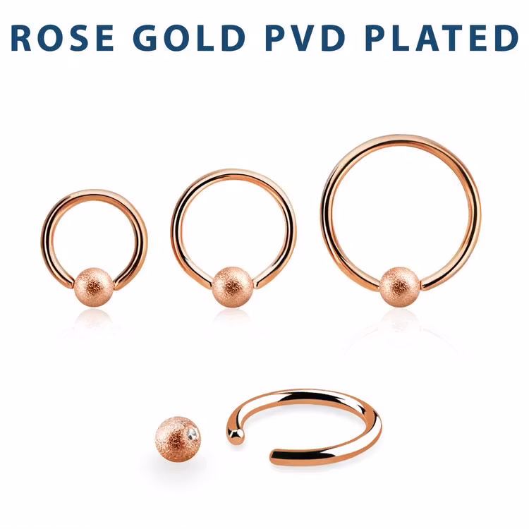 PVD-Pläterad BCR 1.2mm med 4mm frostad kula roséguld