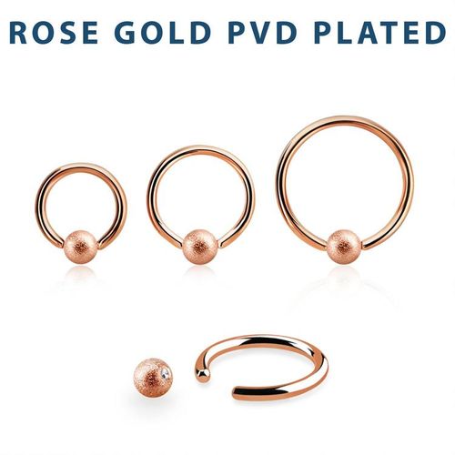 PVD-Pläterad BCR 1.2mm med 4mm frostad kula roséguld