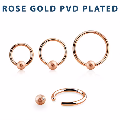 PVD-Pläterad BCR 1.2mm med 4mm frostad kula roséguld
