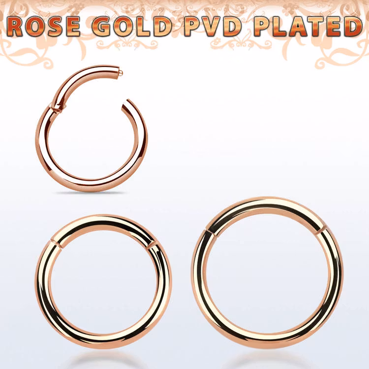 PVD-Pläterad segmentring med gångjärn 2mm roséguld