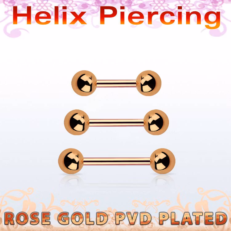 Barbell 1.2mm med 4mm kulor roséguld