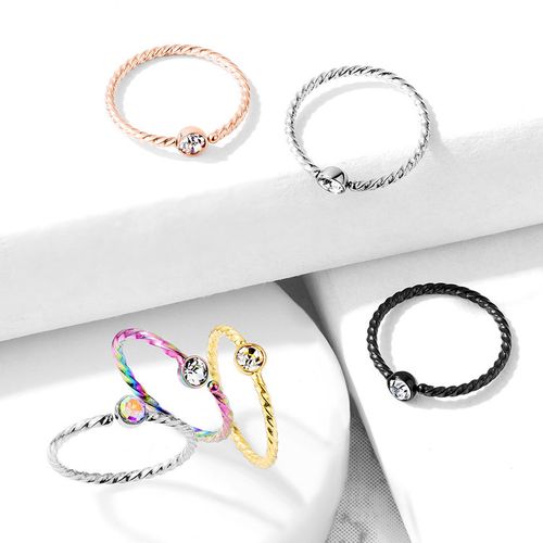 Twistad näsring 0.8mm med 2mm crystal