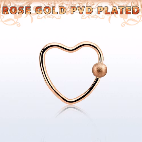 Hjärtformad BCR 1.2mm med 3mm frostad kula roséguld