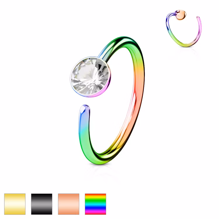 PVD-pläterad näsring 0.8mm med 3mm crystal (8mm)