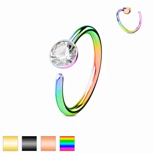 PVD-pläterad näsring 0.8mm med 3mm crystal (8mm)