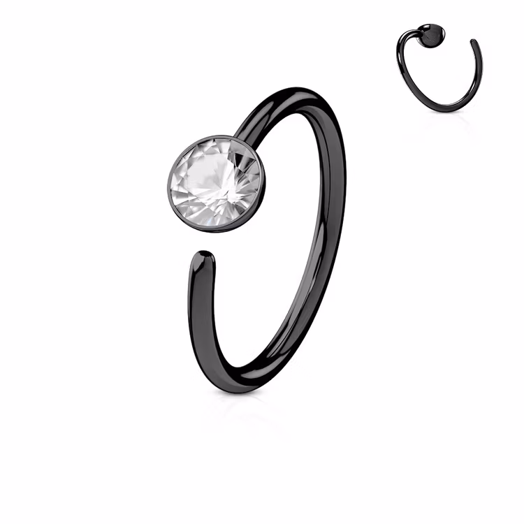 PVD-pläterad näsring 0.8mm med 3mm crystal (8mm)