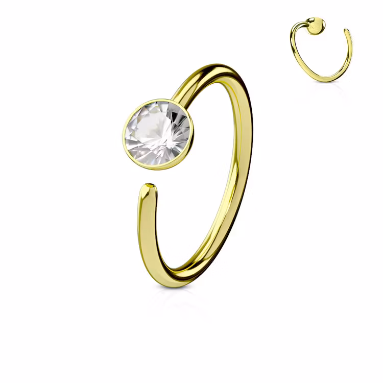 PVD-pläterad näsring 0.8mm med 3mm crystal (8mm)