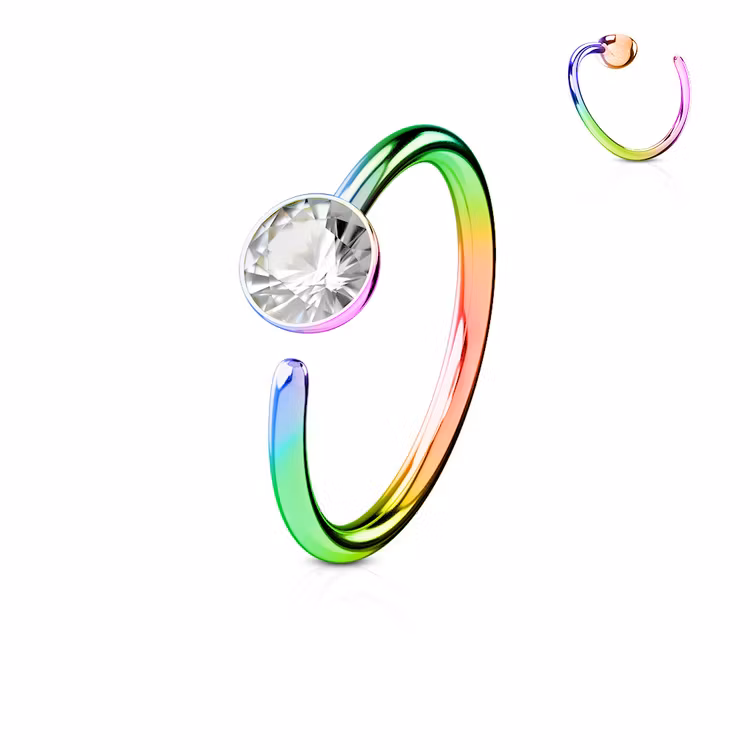 PVD-pläterad näsring 0.8mm med 3mm crystal (8mm)