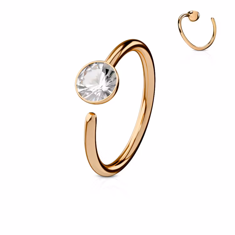 PVD-pläterad näsring 0.8mm med 3mm crystal (8mm)