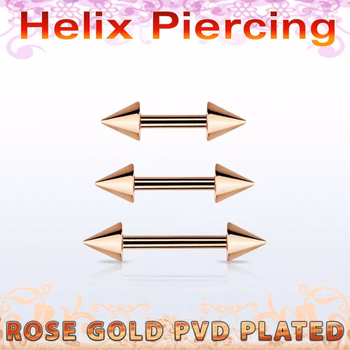 Roséguldpläterad barbell ögonbryn eller helix 1.2mm med 5mm koner