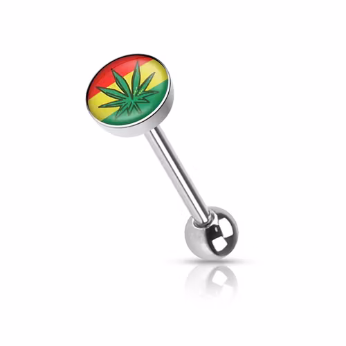 Barbell / Tungstav med rasta marijuanablad