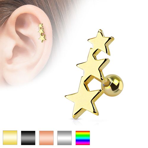 Tragus Barbell - 3 stjärnor