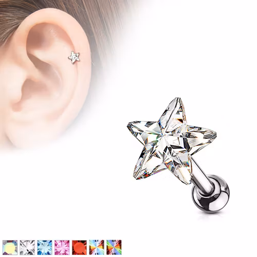 Tragus barbell 1.2mm med stjärna