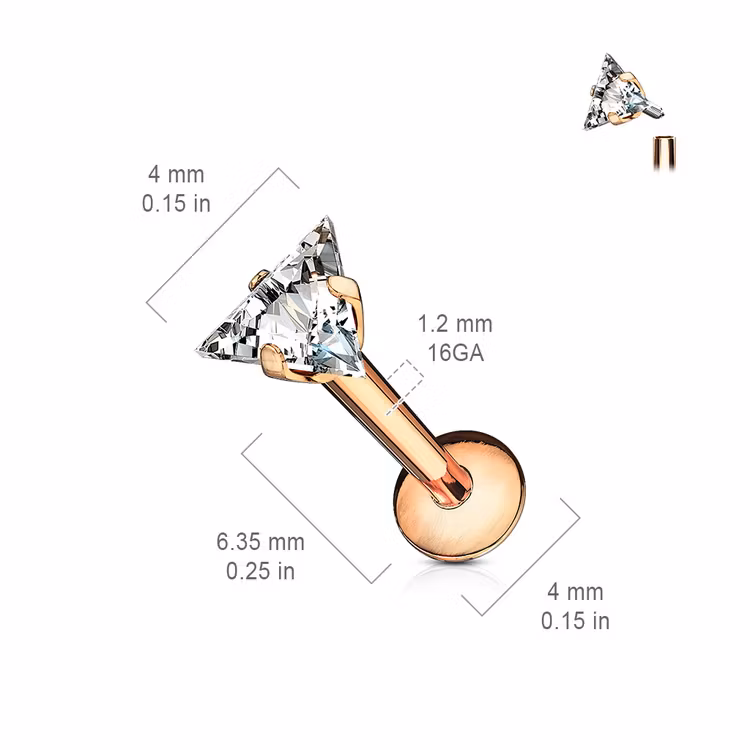 Labret / Monroe 1.2mm med triangelformad CZ