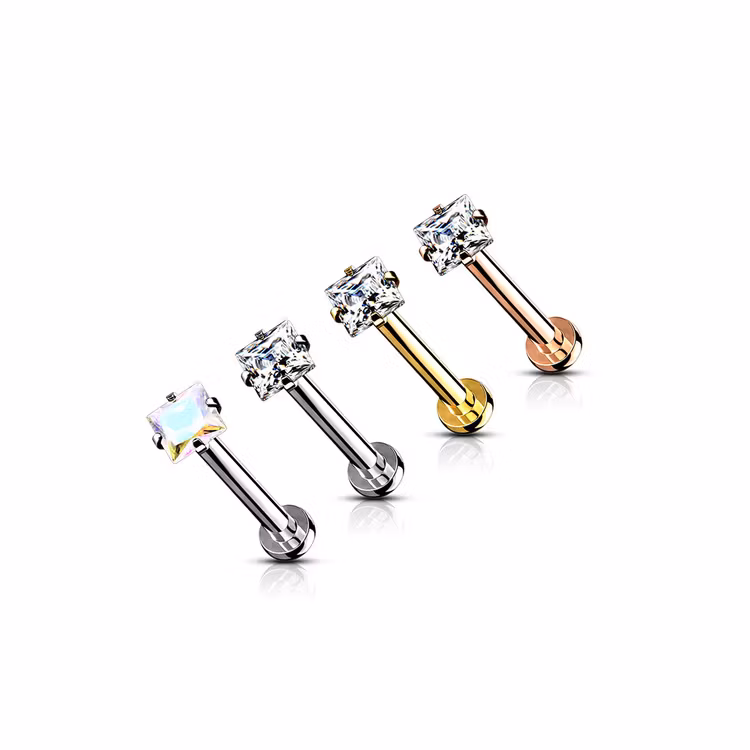 Labret / Monroe 1.2mm med fyrkantig CZ