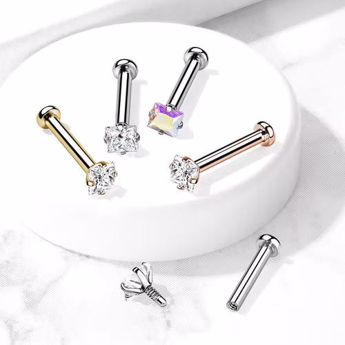 Labret / Monroe 1.2mm med fyrkantig CZ